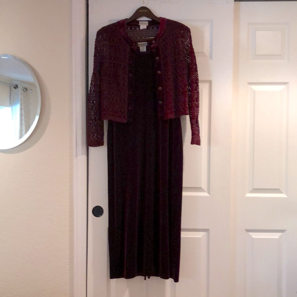 Coldwater Creek formal wine colored velvet dress.